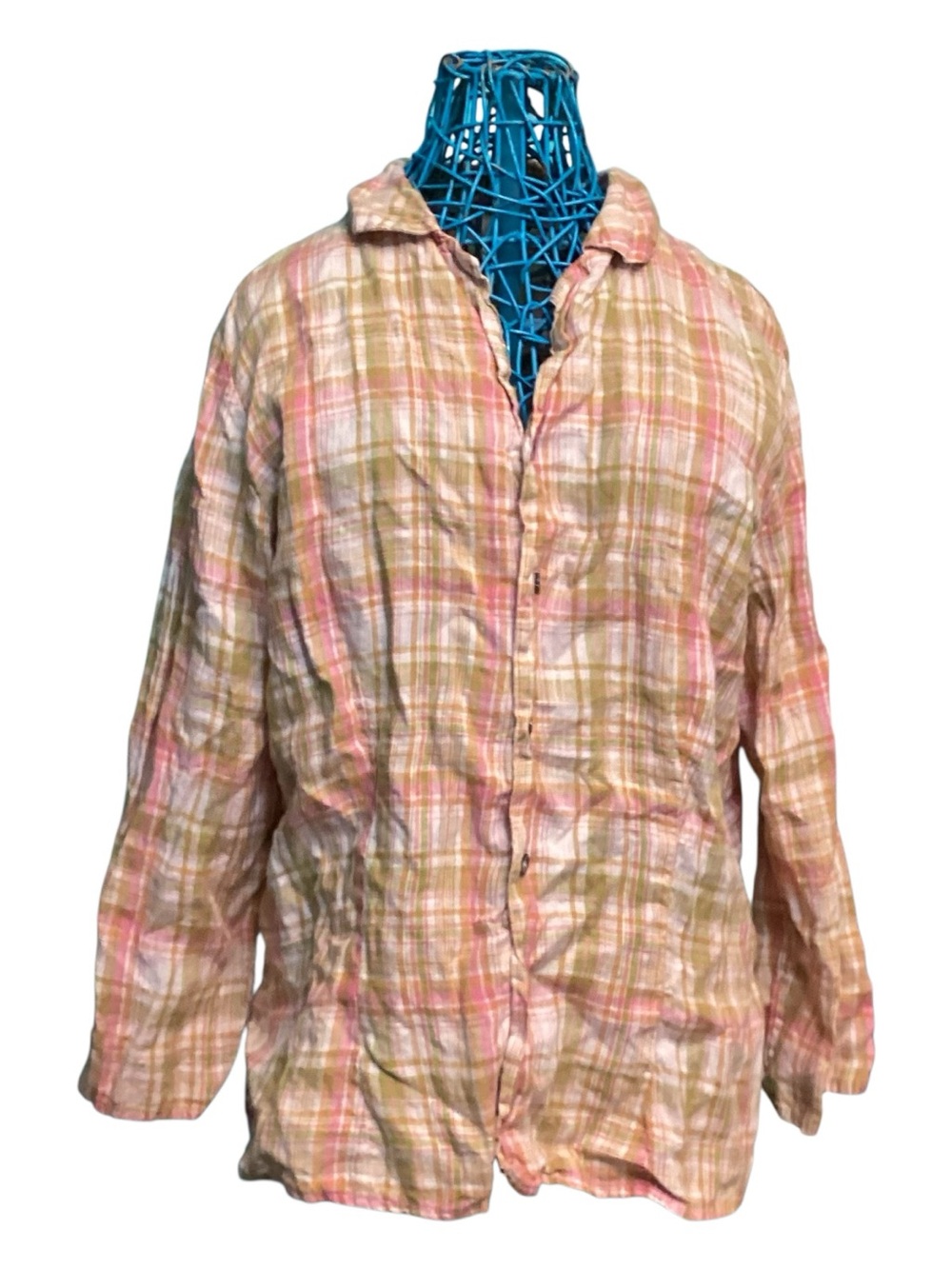 CP Shades linen plaid button-up shirt